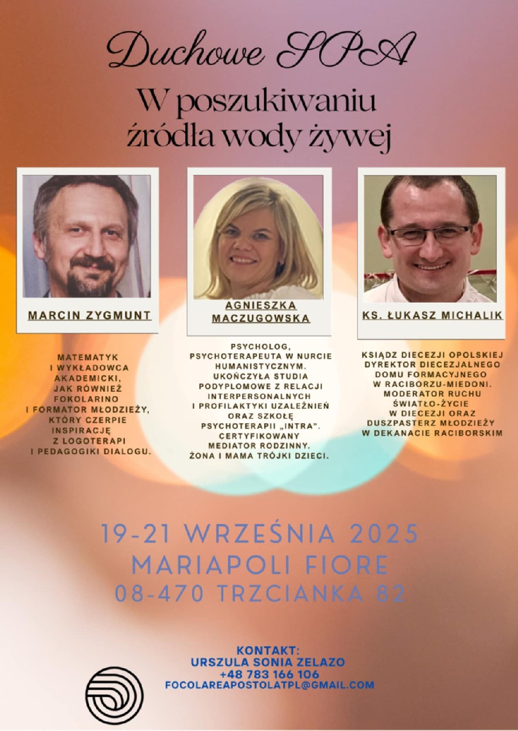 ZAPROSZENIE NA REKOLEKCJE DUCHOWE -„W POSZUKIWANIU ŹRÓDŁA WODY ŻYWEJ”  – MARIAPOLI FIORE 2025